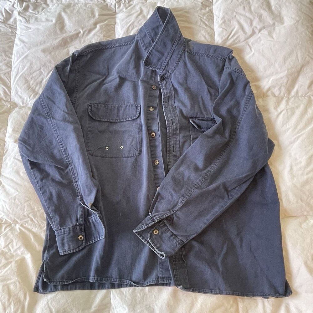 Men’s US Expedition Vintage Navy Button Shirt Grunge Y2K Size M